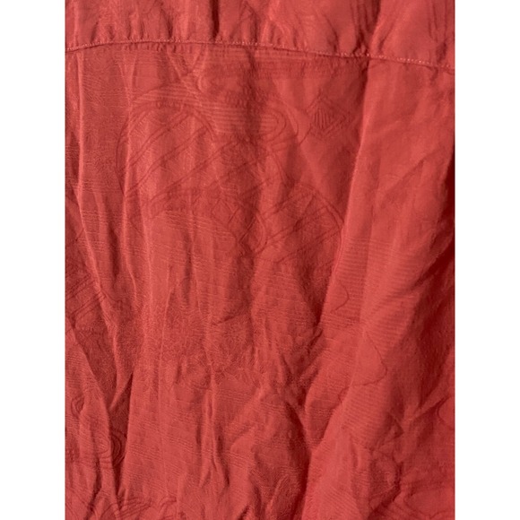 Tori Richard Men Hawaiian Shirt L Orange Jacquard Palms Silk Cotton Short Sleeve - Picture 4 of 11